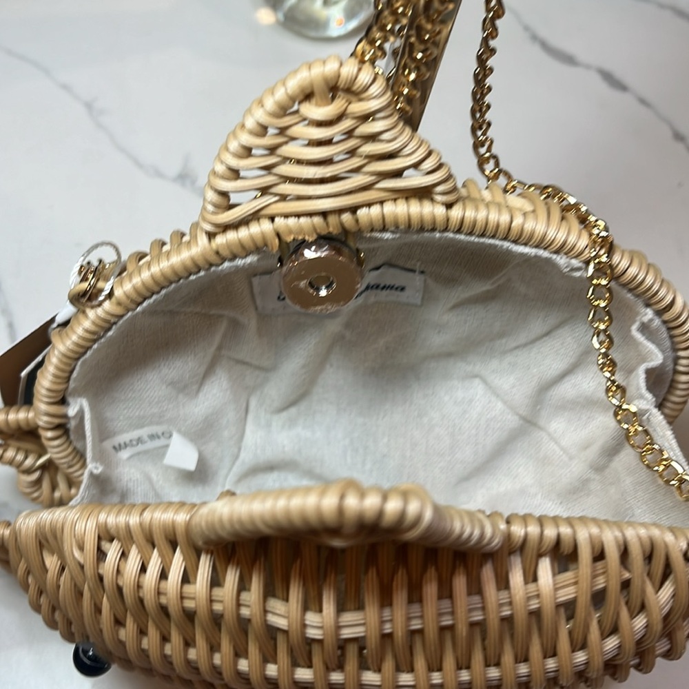 Tommy Bahama Natural Rattan Wicker Woven Fish Bag Crossbody or Clutch - NWT - Picture 11 of 11